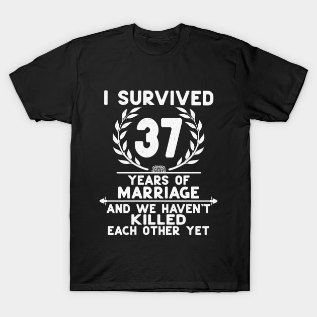 Funny 37th Wedding Anniversary Gifts for Couples, Husband and Wife T-Shirt by Hussein@Hussein